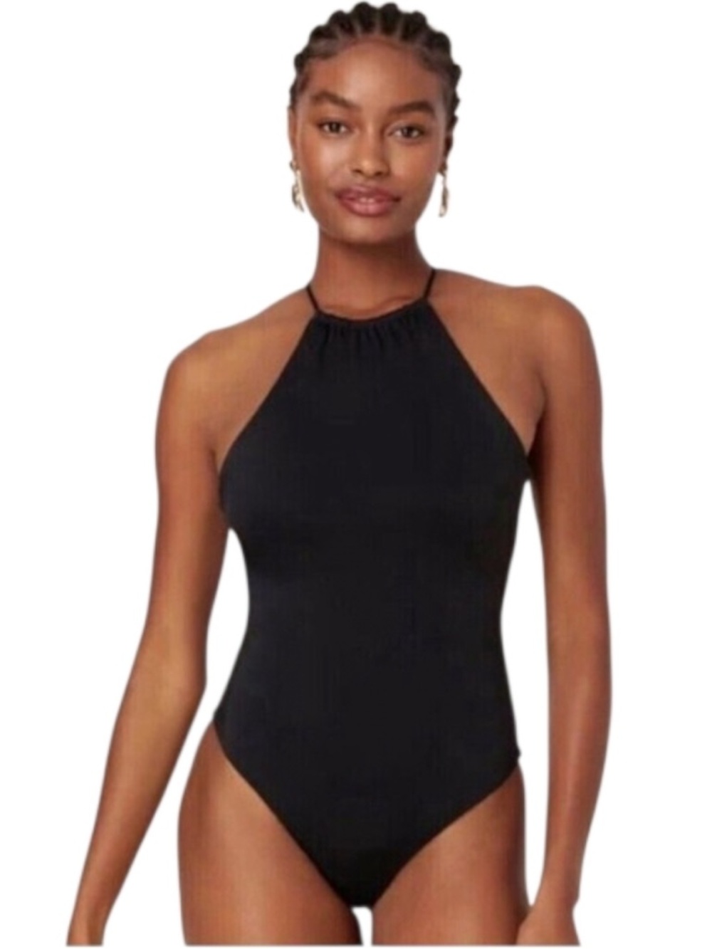 Andie The Asbury Black Halter One Piece Swimsuit NWT Medium Minimalist Classic